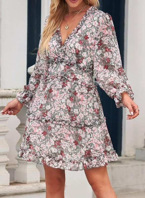 Fancy Floral Print Mini Dress