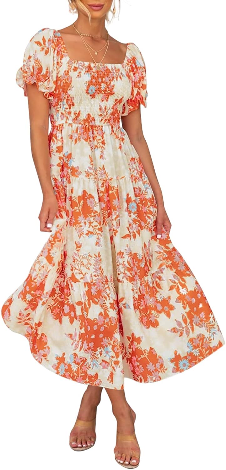 Flowers Print Stylish Dress Long Dress