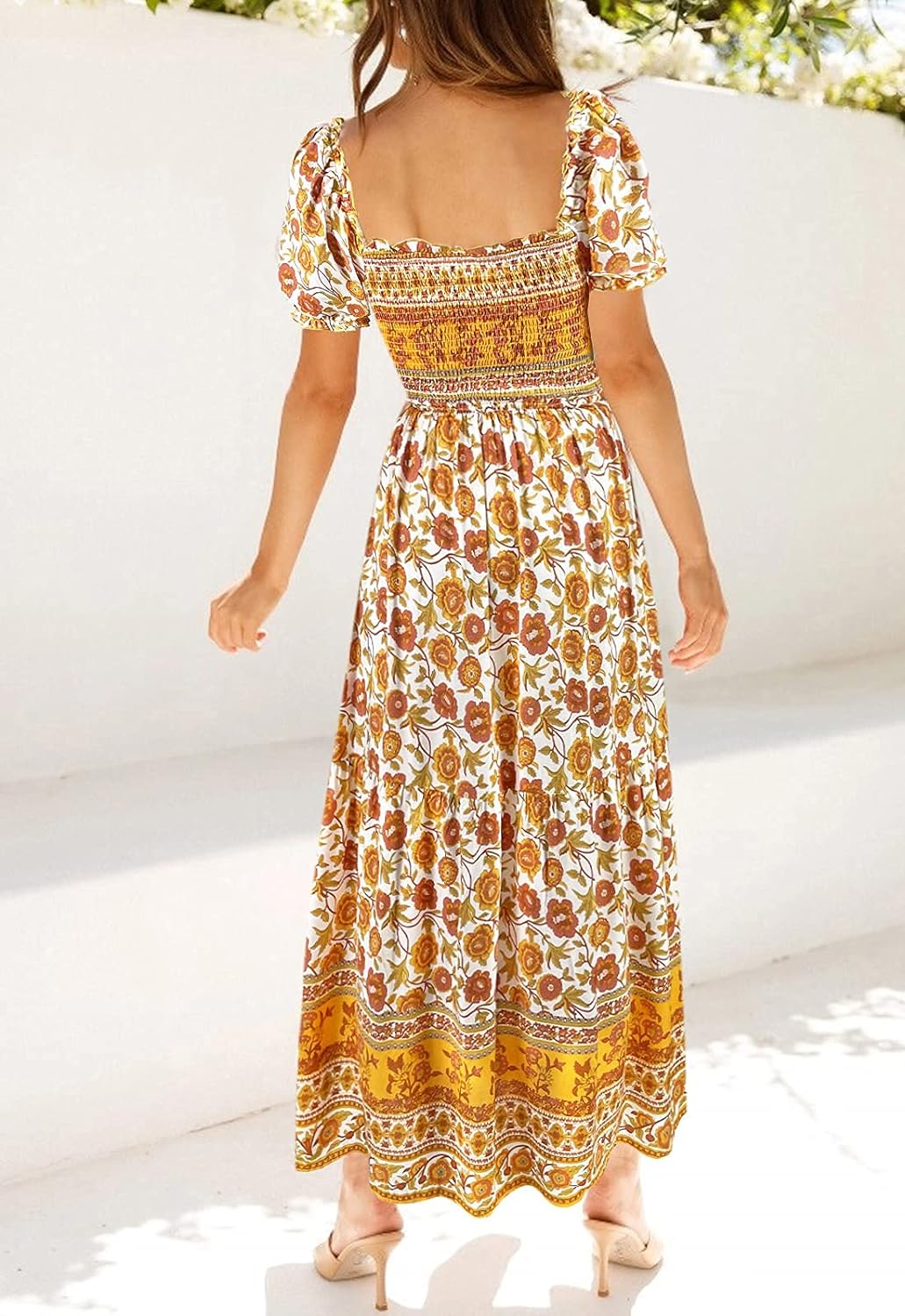 Flowers Print Stylish Dress Long Dress