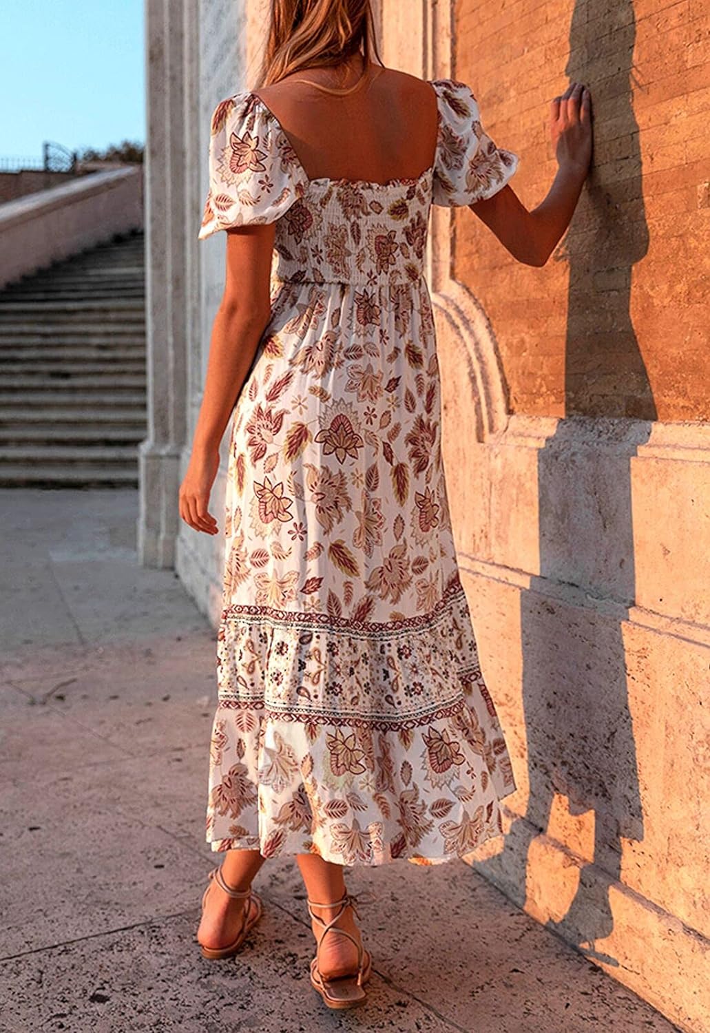 Flowers Print Stylish Dress Long Dress