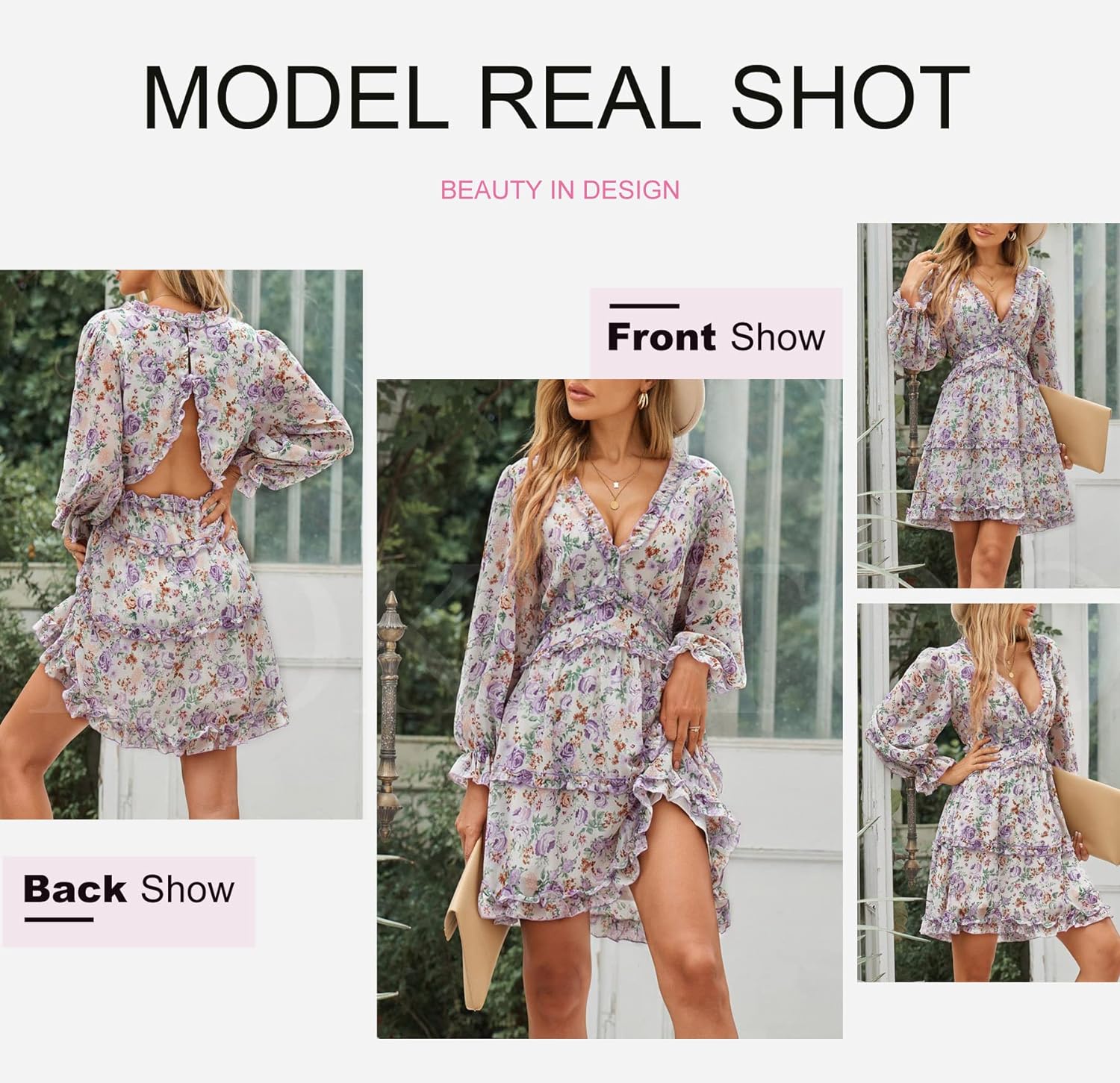 Fancy Floral Print Mini Dress