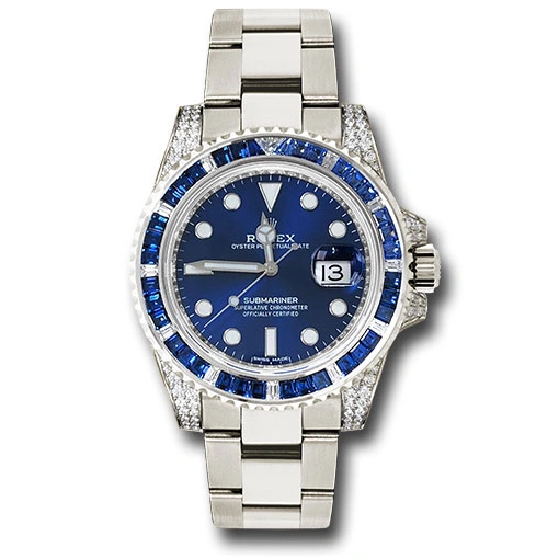 Rolex Submariner Date 116659 SABR 18k White Gold Diamonds Sapphires UNWORN