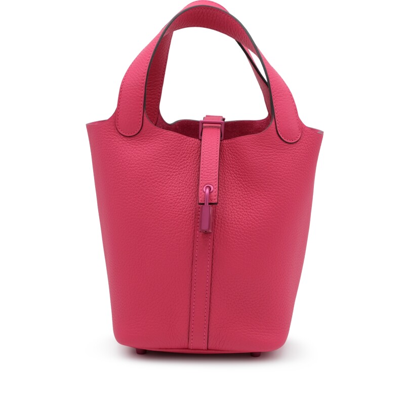 Hermes Rose Mexico Clemence Monochrome So Pink Picotin Lock 18 Pink Hardware