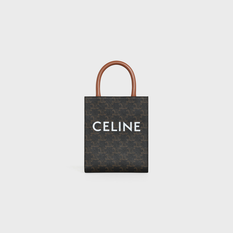 MINI VERTICAL CABAS IN TRIOMPHE CANVAS AND CALFSKIN WITH CELINE PRINT TAN