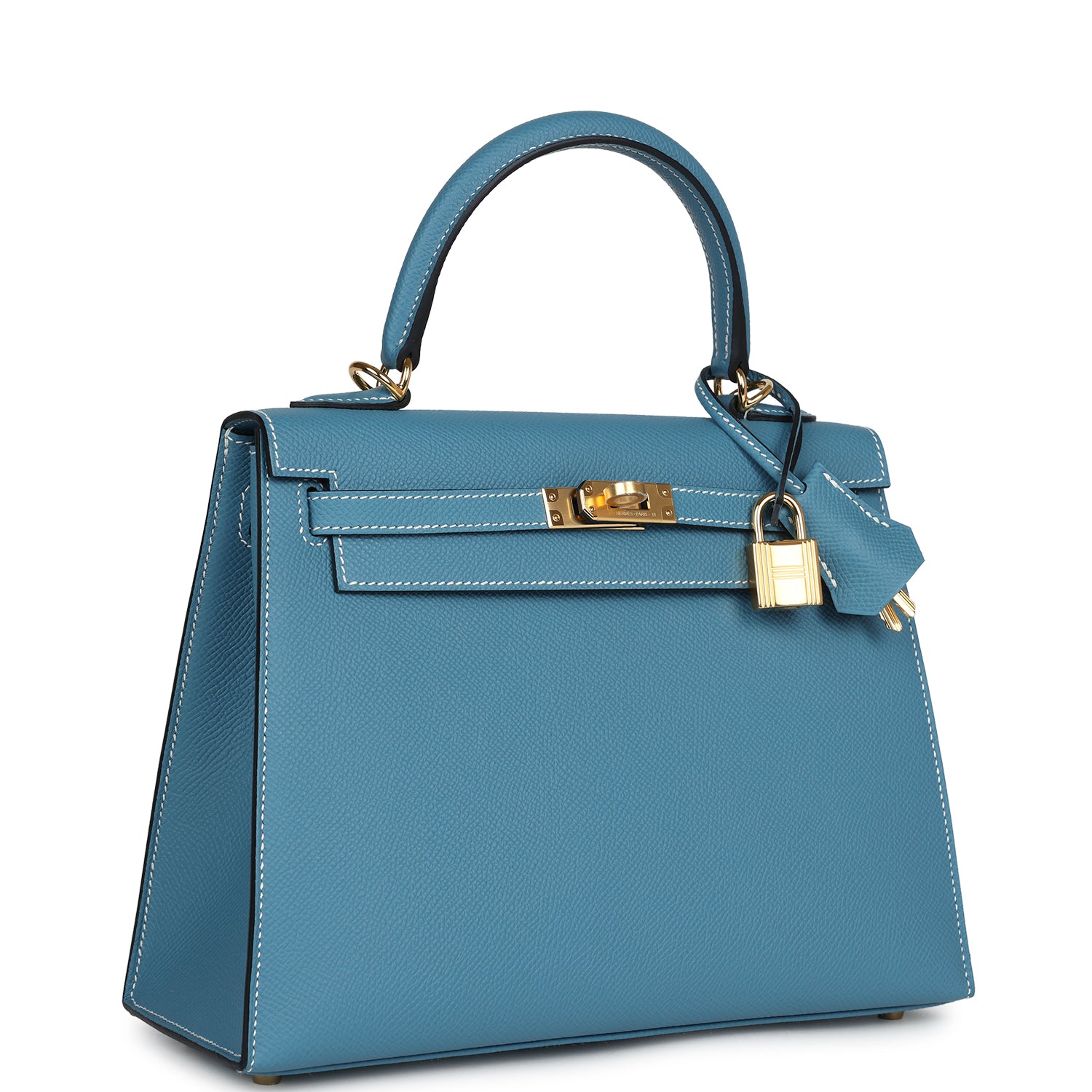 Hermes Kelly Sellier 25 Blue Jean Epsom Gold Hardware