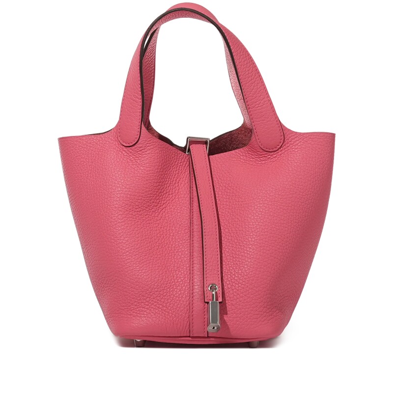 Hermes Rose Azalée Clemence Picotin Lock 18 Palladium Hardware