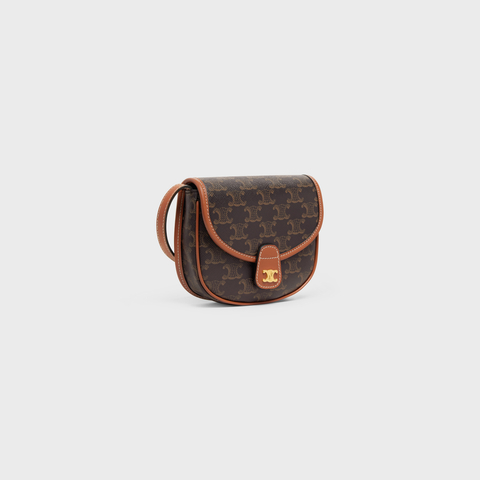 MINI BESACE IN TRIOMPHE CANVAS AND CALFSKIN TAN