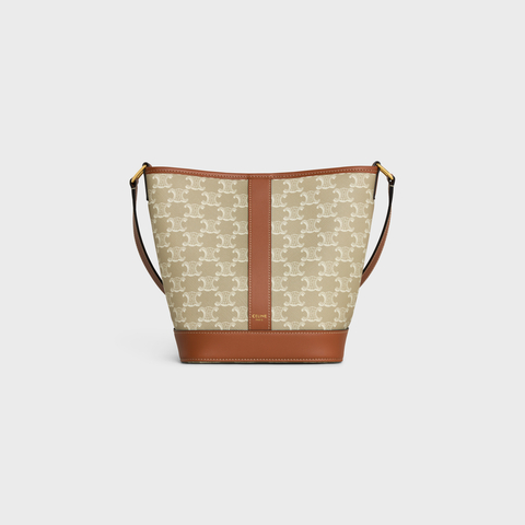 SMALL BUCKET IN TRIOMPHE CANVAS AND CALFSKIN GREGE