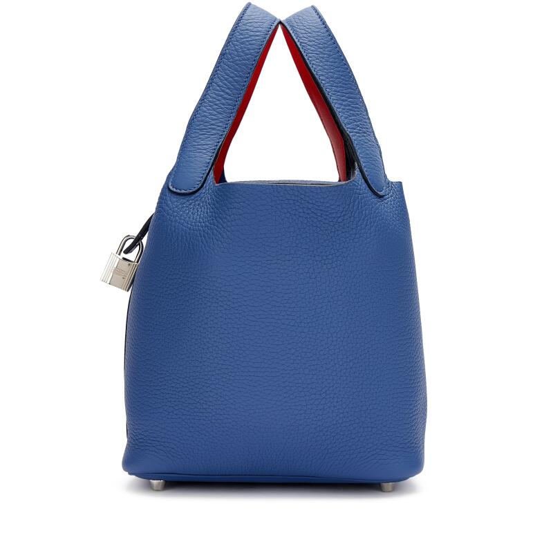 Hermes Bleu Brighton Clemence and Capucine Swift Verso Picotin Lock 18 Palladium Hardware