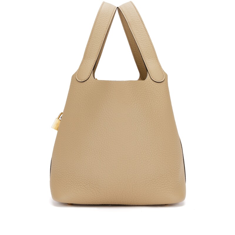 Hermes Beige Marfa Clemence Picotin Lock 22 Gold Hardware