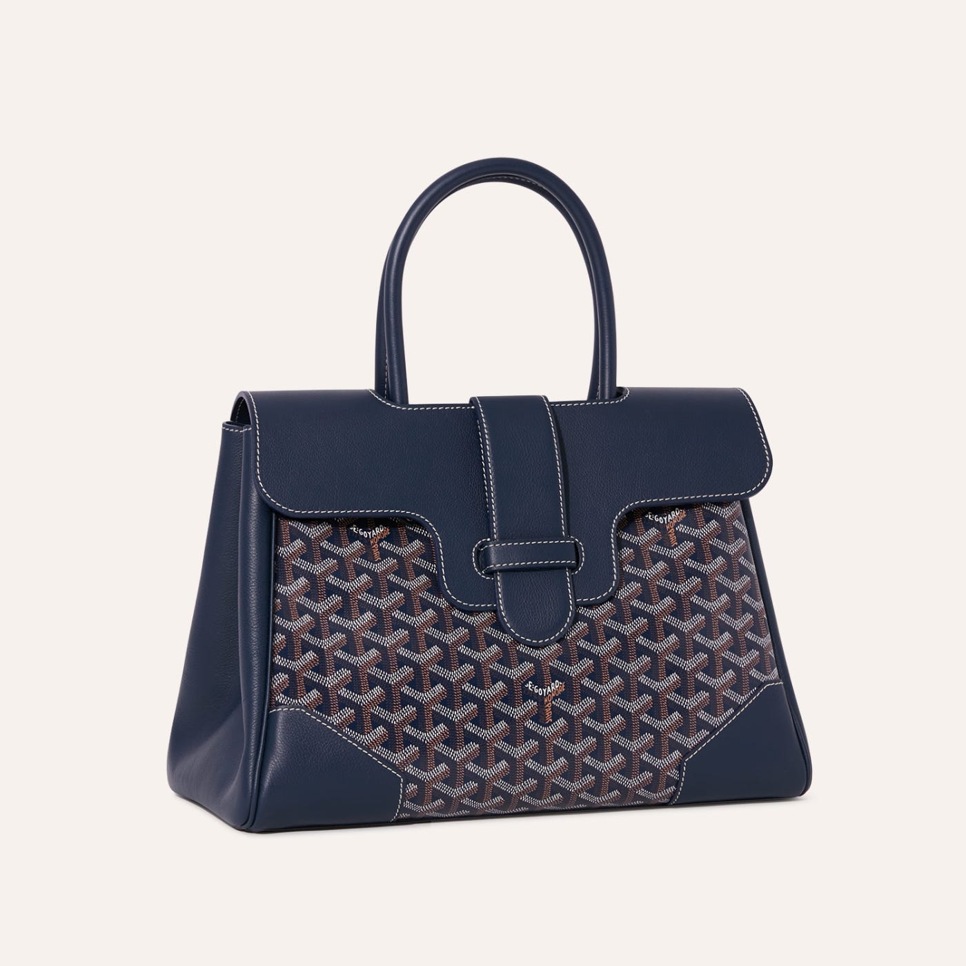 Goyard Saigon Tote Navy Blue Goyardine Canvas Palladium Hardware