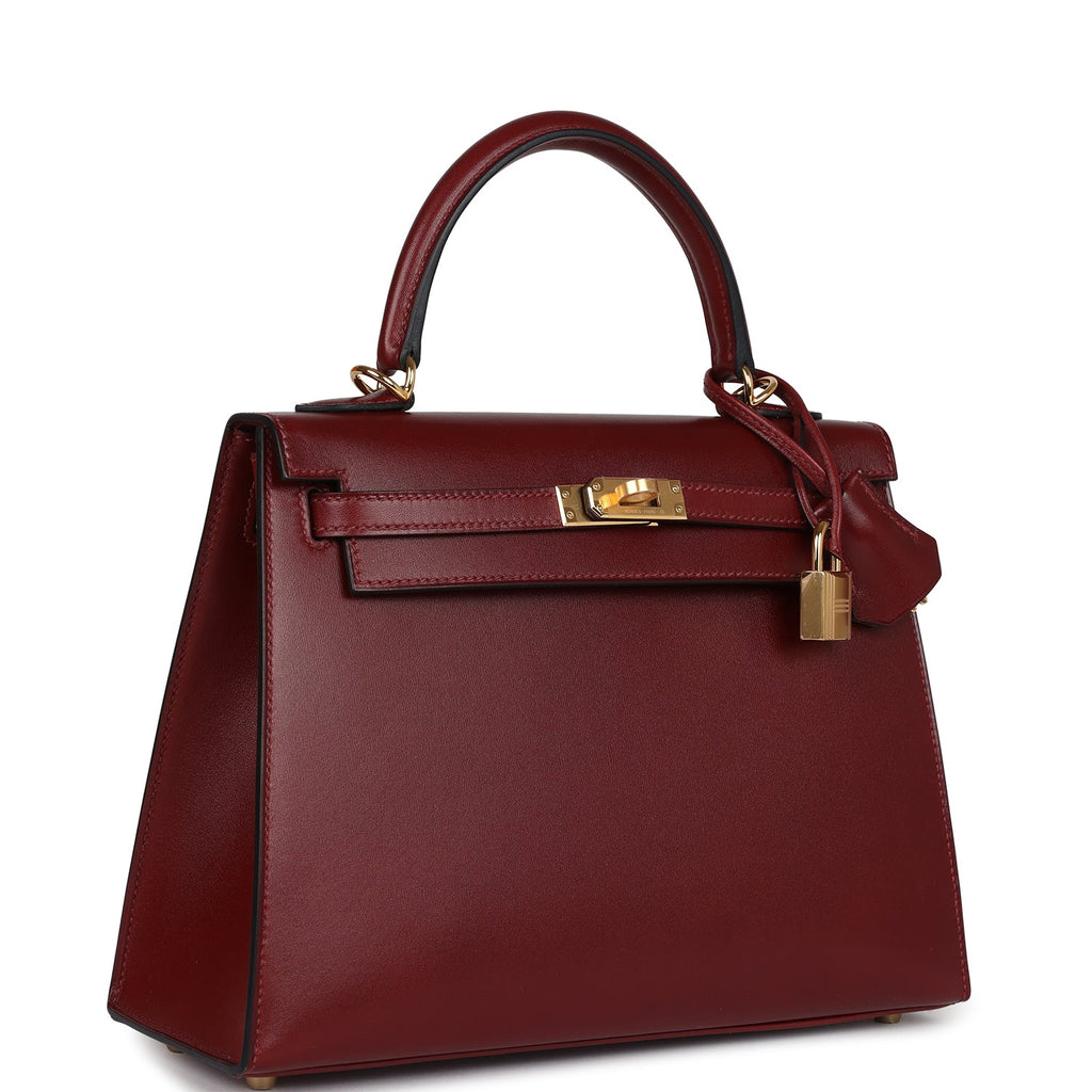 Hermes Kelly Sellier 25 Rouge H Box Gold Hardware