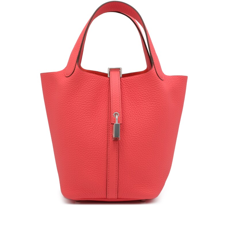 Hermes Rose Texas Clemence Picotin Lock 18 Palladium Hardware