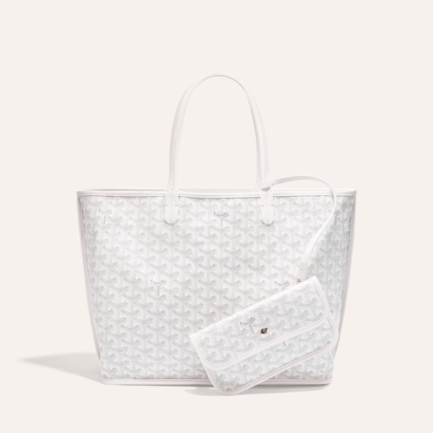 Goyard Goyardine White Anjou PM Reversible Tote Bag Palladium Hardware