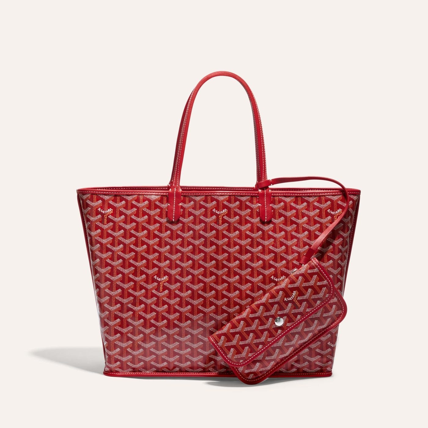 Goyard Goyardine Red Anjou PM Reversible Tote Bag Palladium Hardware