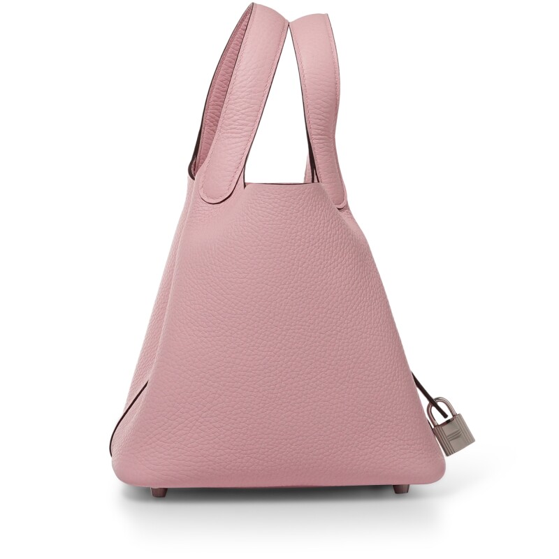 Hermes Rose Sakura Clemence Picotin Lock 18 Palladium Hardware