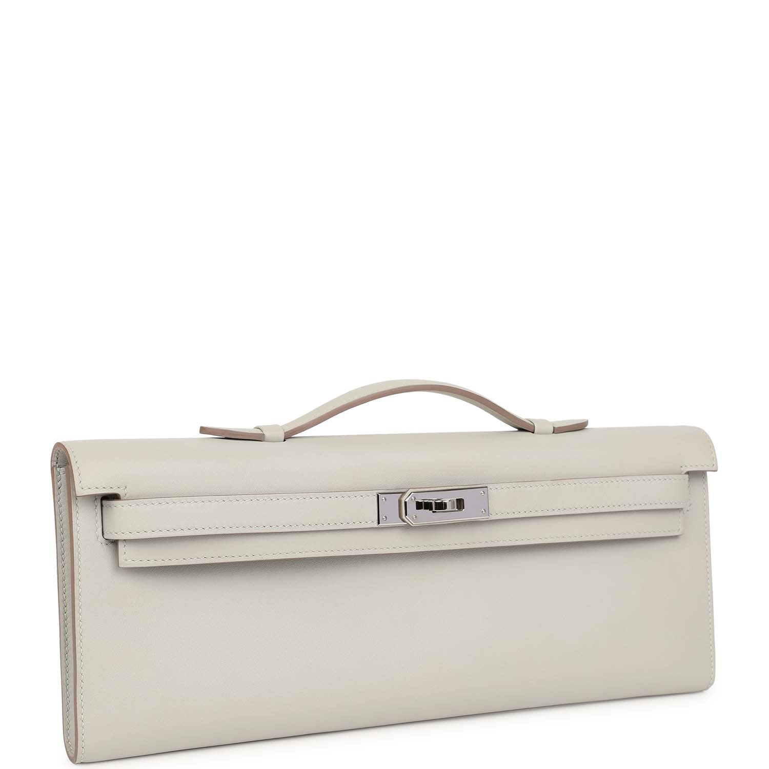 Hermes Kelly Cut Gris Perle Swift Palladium Hardware