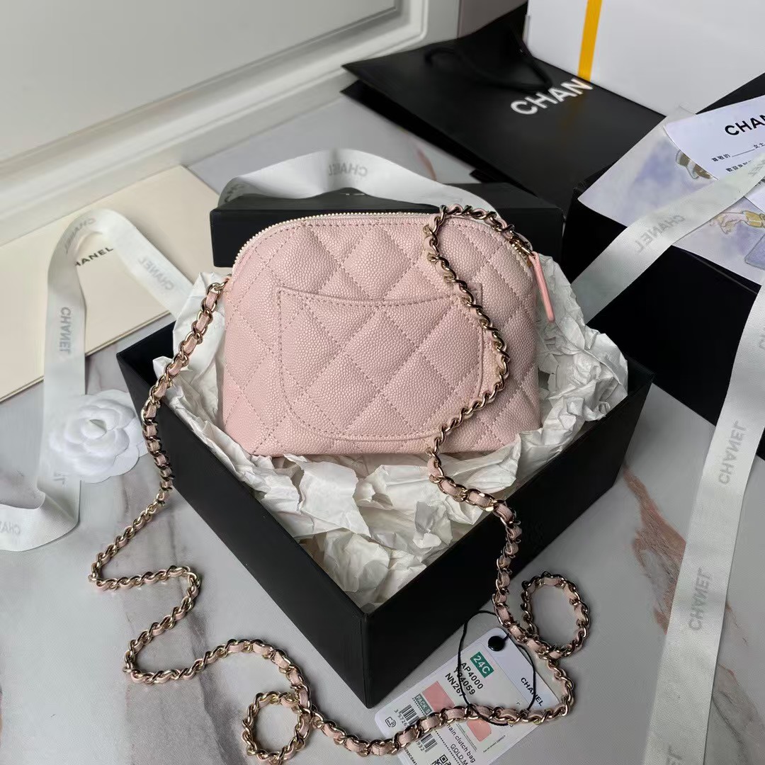 Chanel 24S AP4000 Mini Clutch with Chain Crossbody Bag Light Pink Caviar Light Gold Hardware