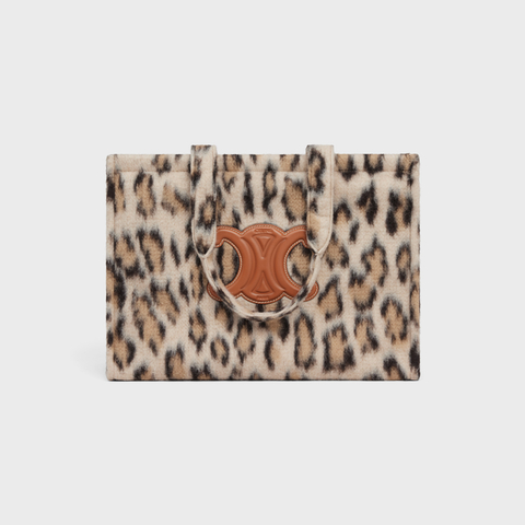 LARGE CABAS THAIS IN LEOPARD TEXTILE AND CALFSKIN LEOPARD