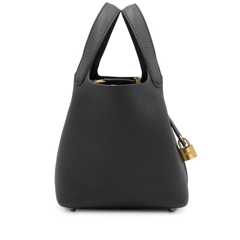 Hermes Black Clemence Picotin Lock 18 Gold Hardware