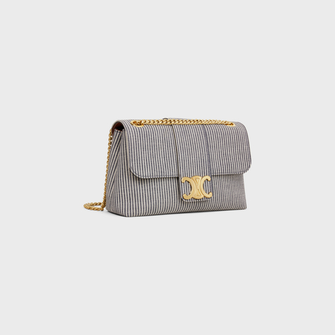 MEDIUM CELINE VICTOIRE BAG IN STRIPED TEXTILE NAVY BLUE