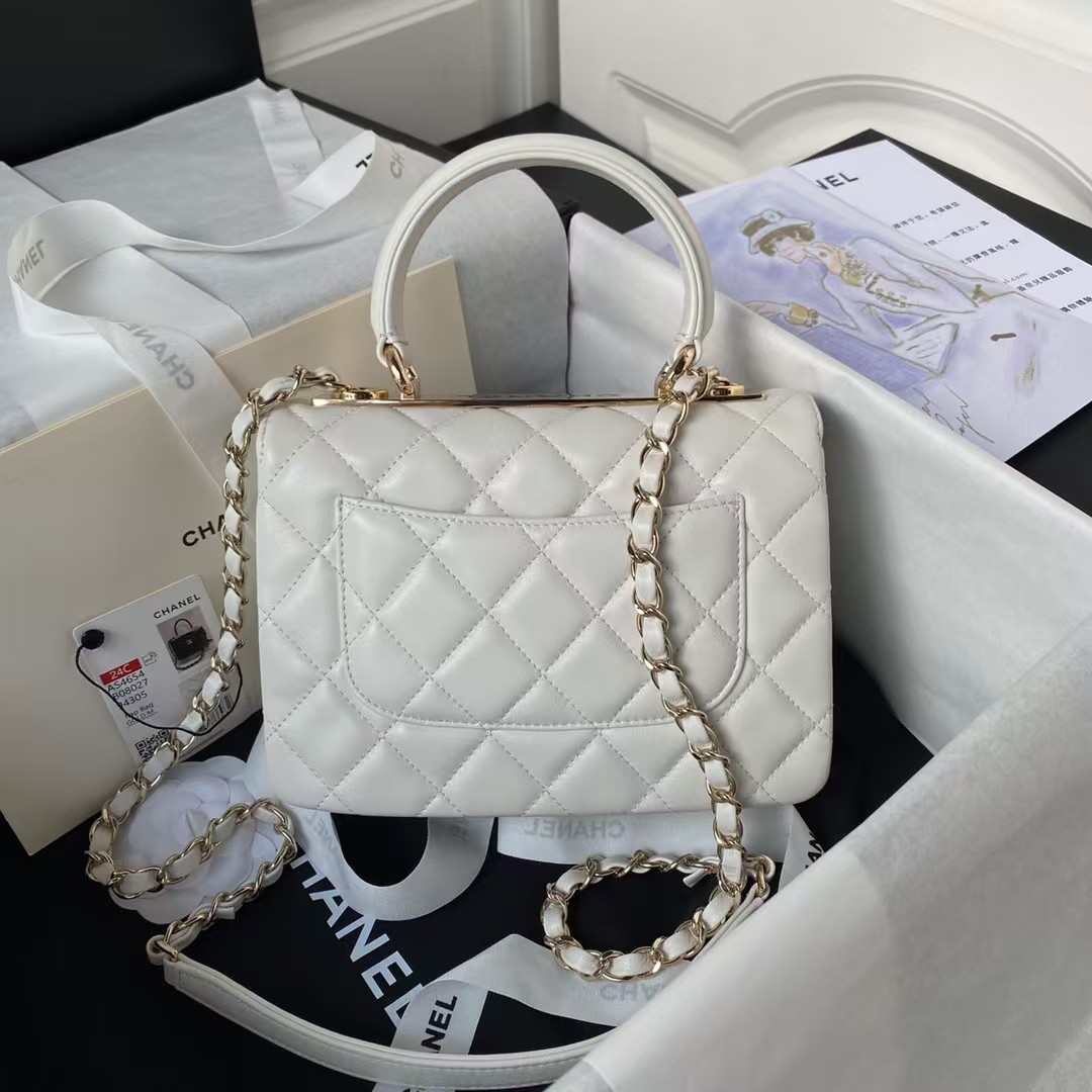Chanel AS4654 Mini Fashion CC Flap Bag White Lambskin Light Gold Hardware