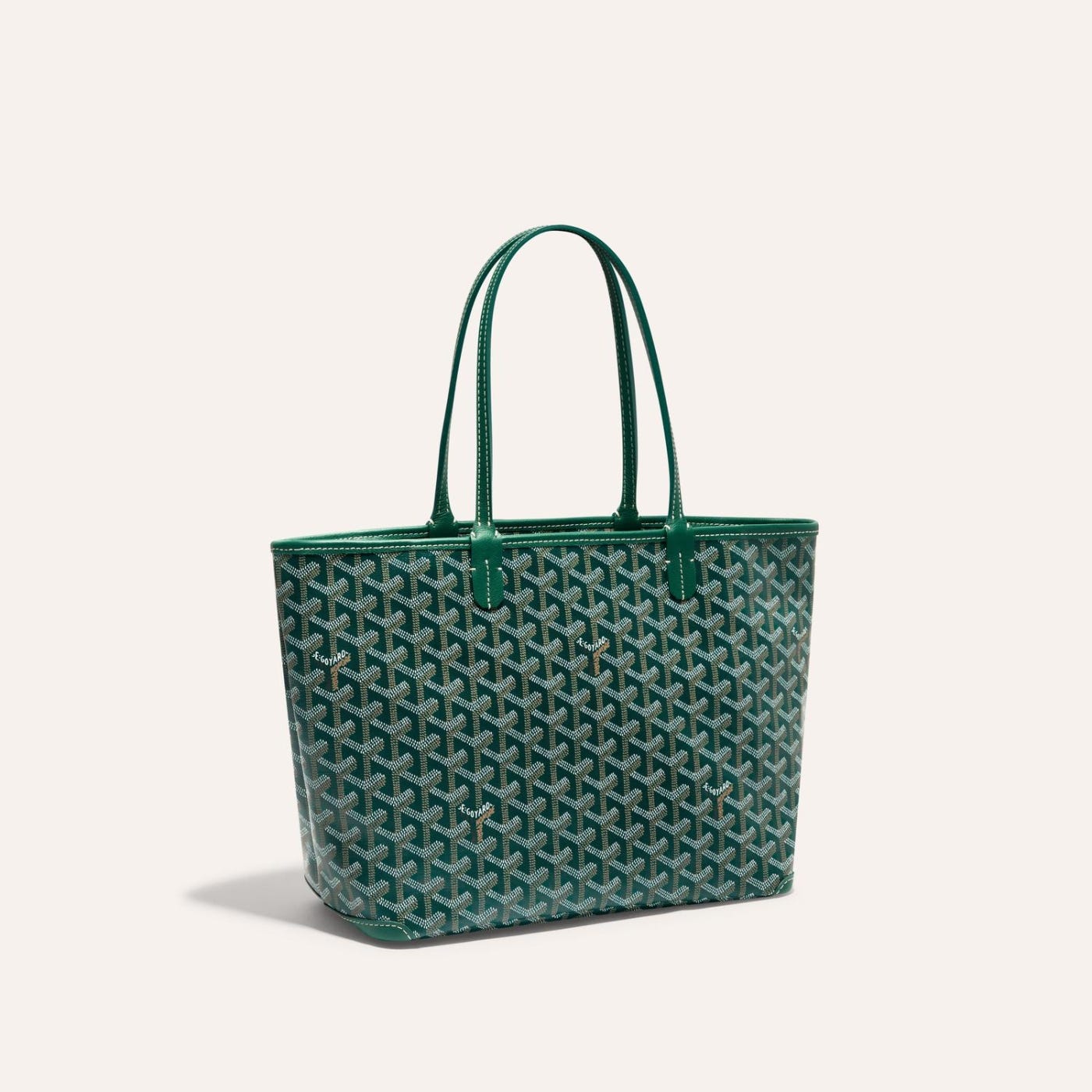 Goyard Goyardine Artois Tote PM Green Canvas & Chevroches Calfskin Palladium Hardware