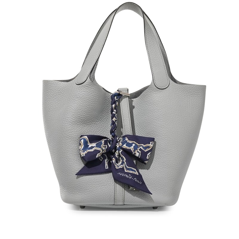 Hermes Bleu Pale Clemence Picotin Lock 22 Palladium Hardware
