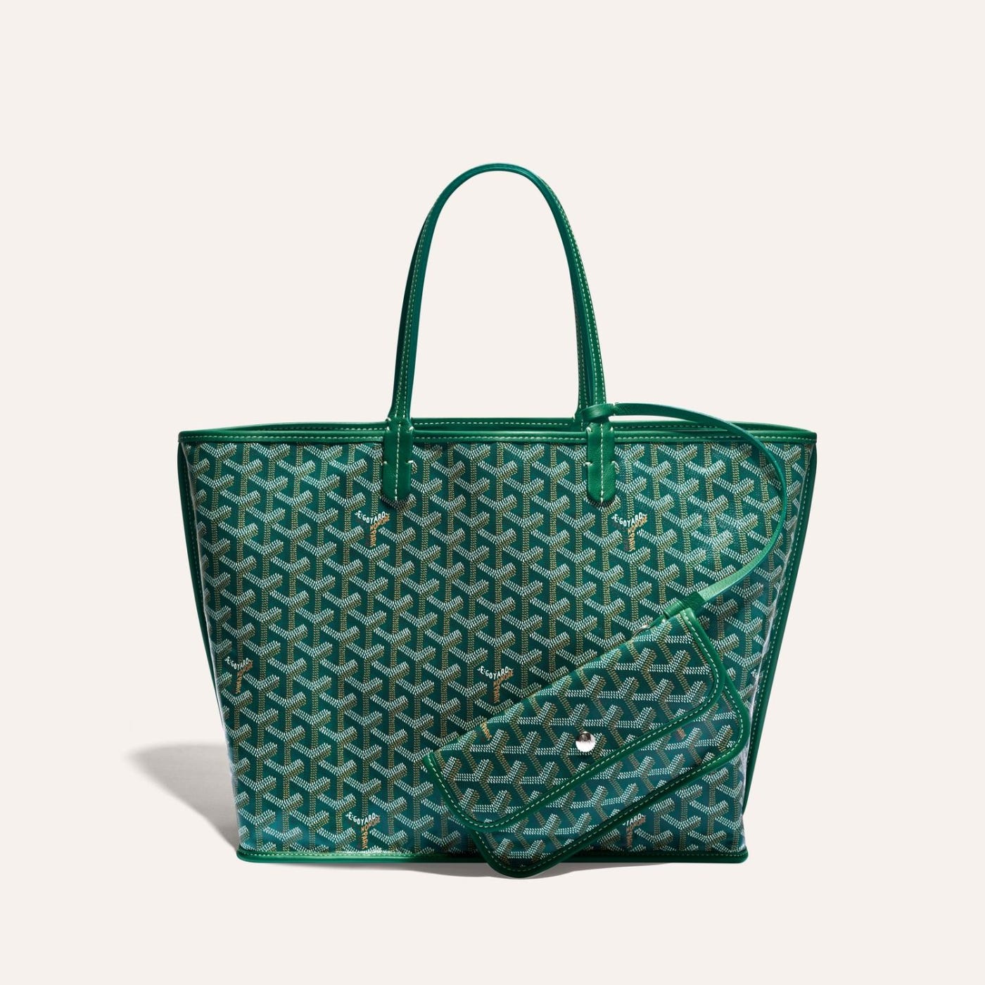 Goyard Goyardine Green Anjou PM Reversible Tote Palladium Hardware