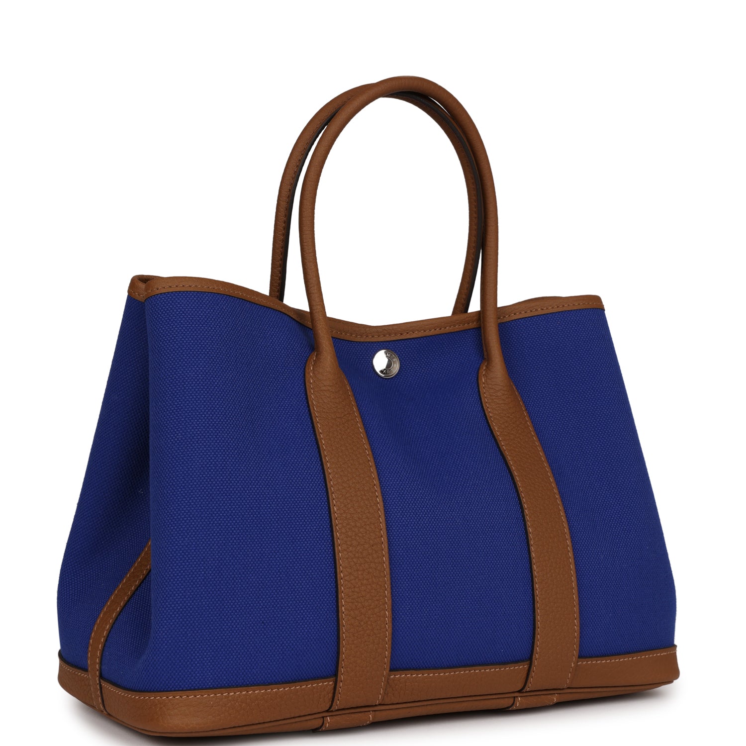 Hermes Garden Party 30 Bleu Electric Toile and Alezan Negonda Palladium Hardware