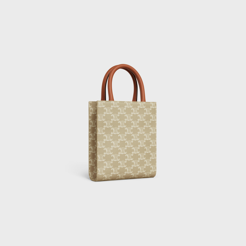 MINI VERTICAL CABAS IN TRIOMPHE CANVAS AND CALFSKIN GREGE