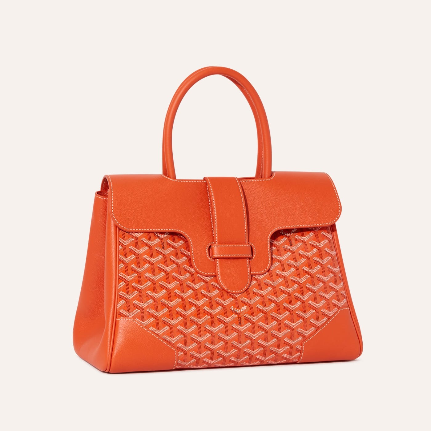 Goyard Saigon Tote Orange Goyardine Canvas Palladium Hardware
