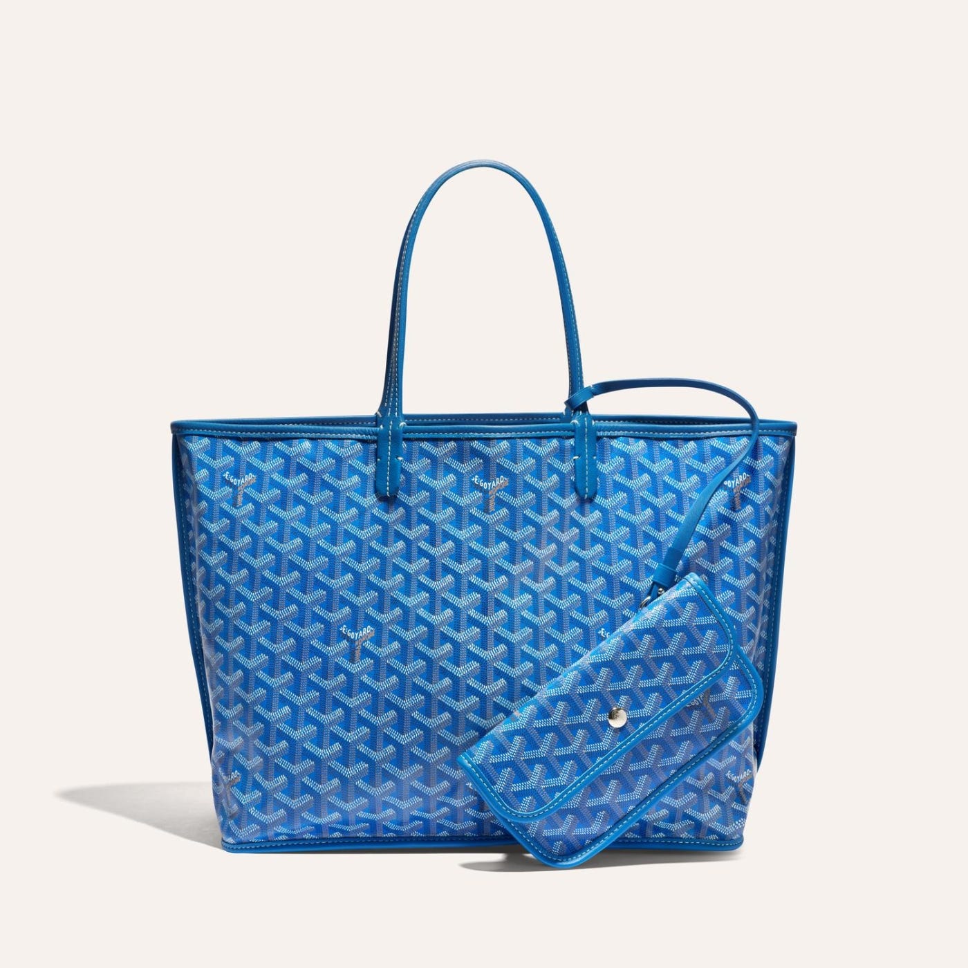 Goyard Goyardine Sky Blue Anjou PM Reversible Tote Palladium Hardware