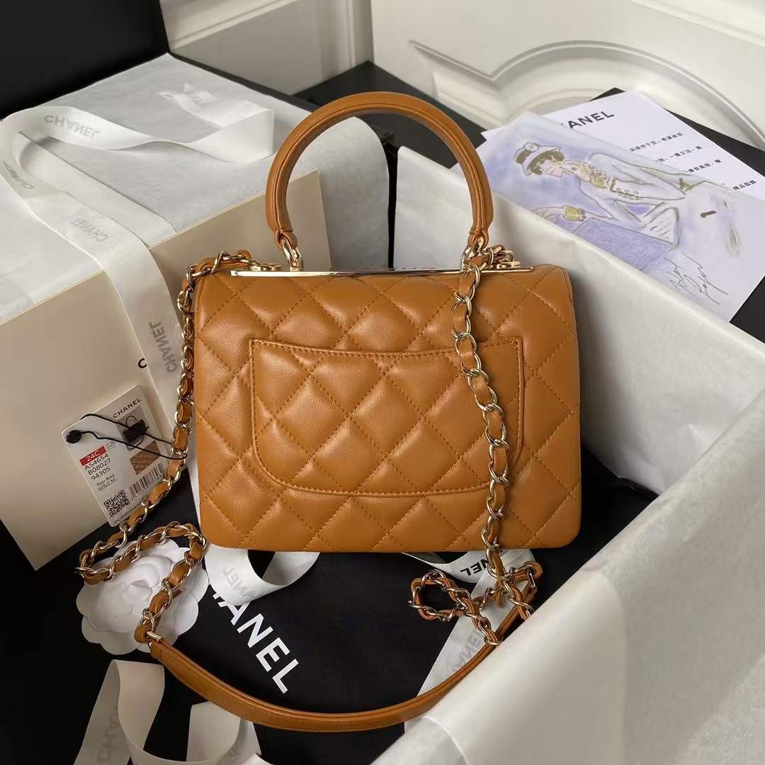 Chanel AS4654 Mini Trendy CC Flap Bag Caramel Lambskin Light Gold Hardware