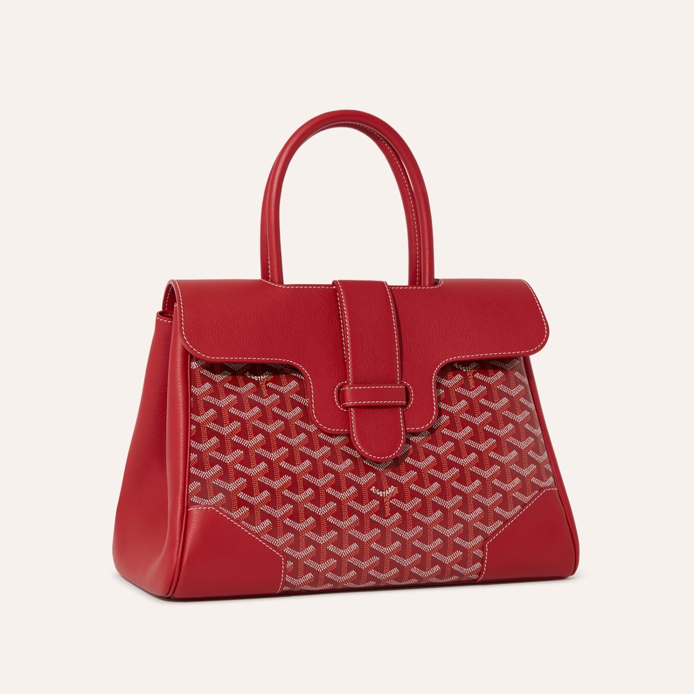 Goyard Saigon Tote Red Goyardine Canvas Palladium Hardware