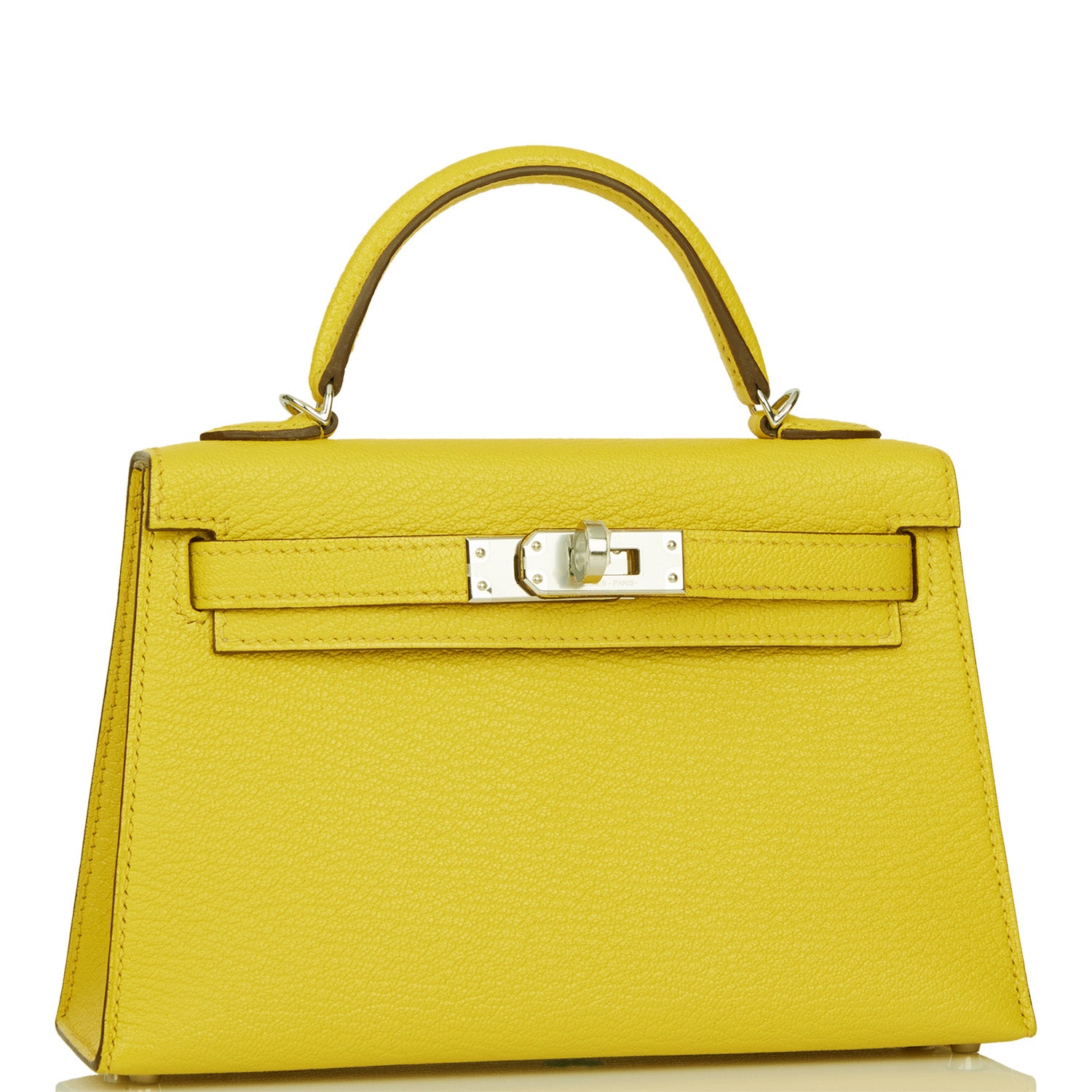 Hermes Kelly Sellier 20 Jaune de Naples Verso Chevre Palladium Hardware
