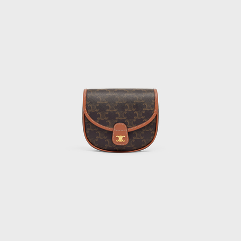 MINI BESACE IN TRIOMPHE CANVAS AND CALFSKIN TAN