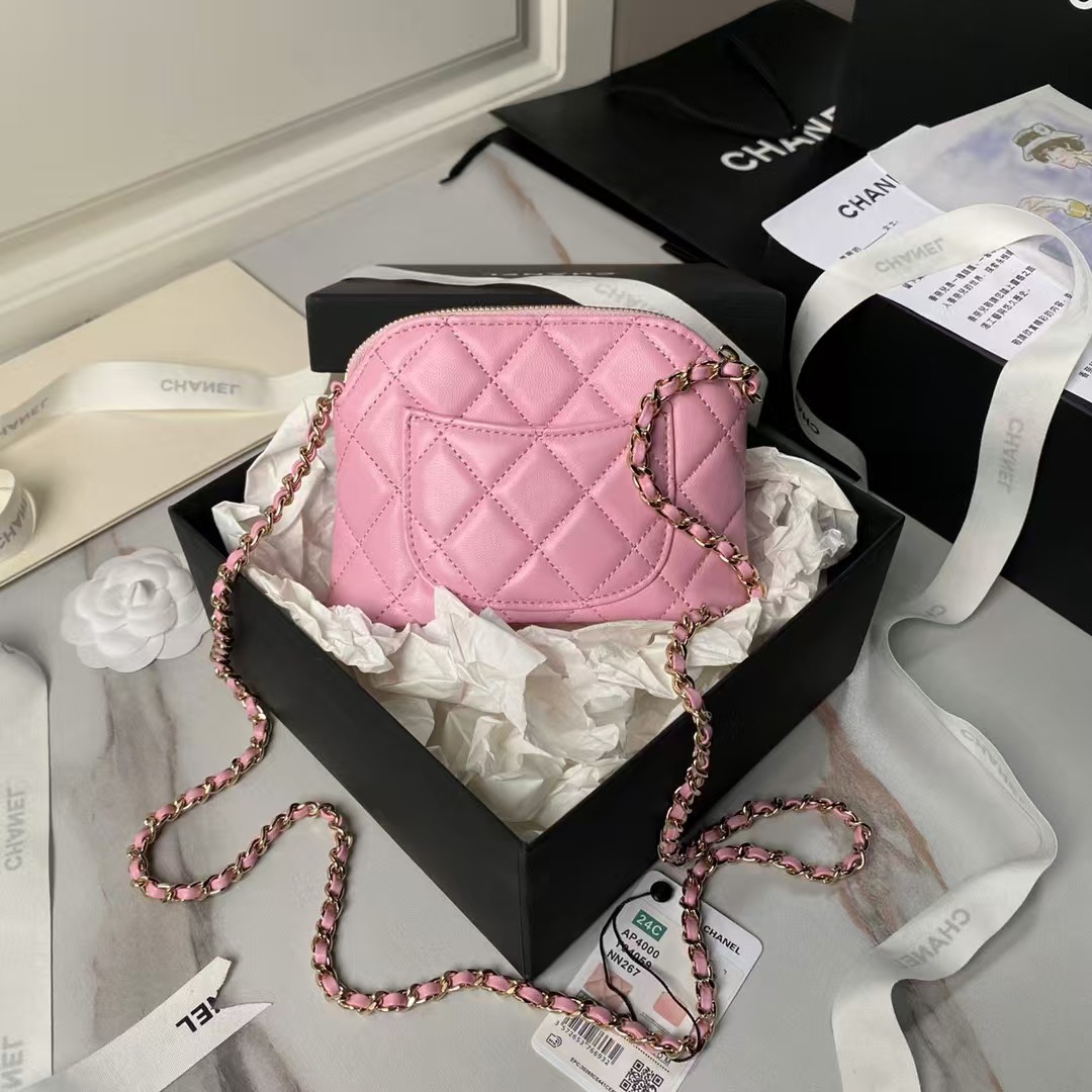 Chanel 24S AP4000 Mini Clutch with Chain Crossbody Bag Pink Caviar Light Gold Hardware