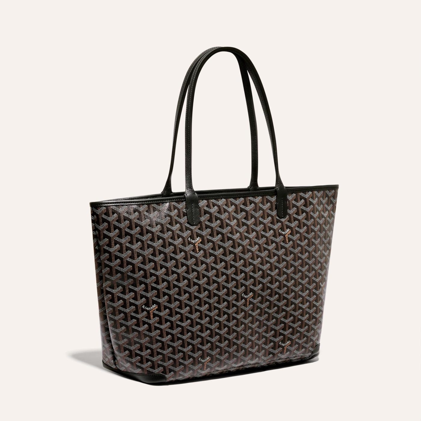 Goyard Artois Tote MM Black Goyardine Canvas & Chevroches Calfskin Palladium Hardware