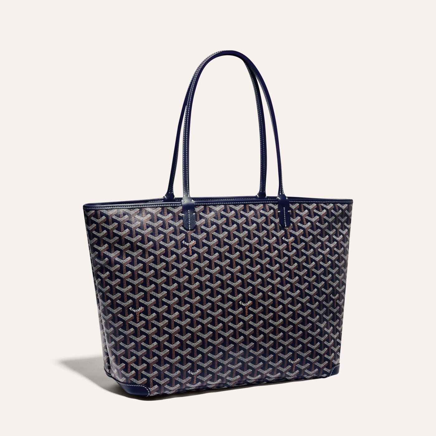 Goyard Artois MM Tote Navy Goyardine Canvas & Chevroches Calfskin Palladium Hardware
