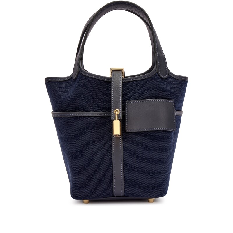 Hermes Caban Swift and Bleu Marine Toile Goeland Cargo Picotin Lock 18 Gold Hardware