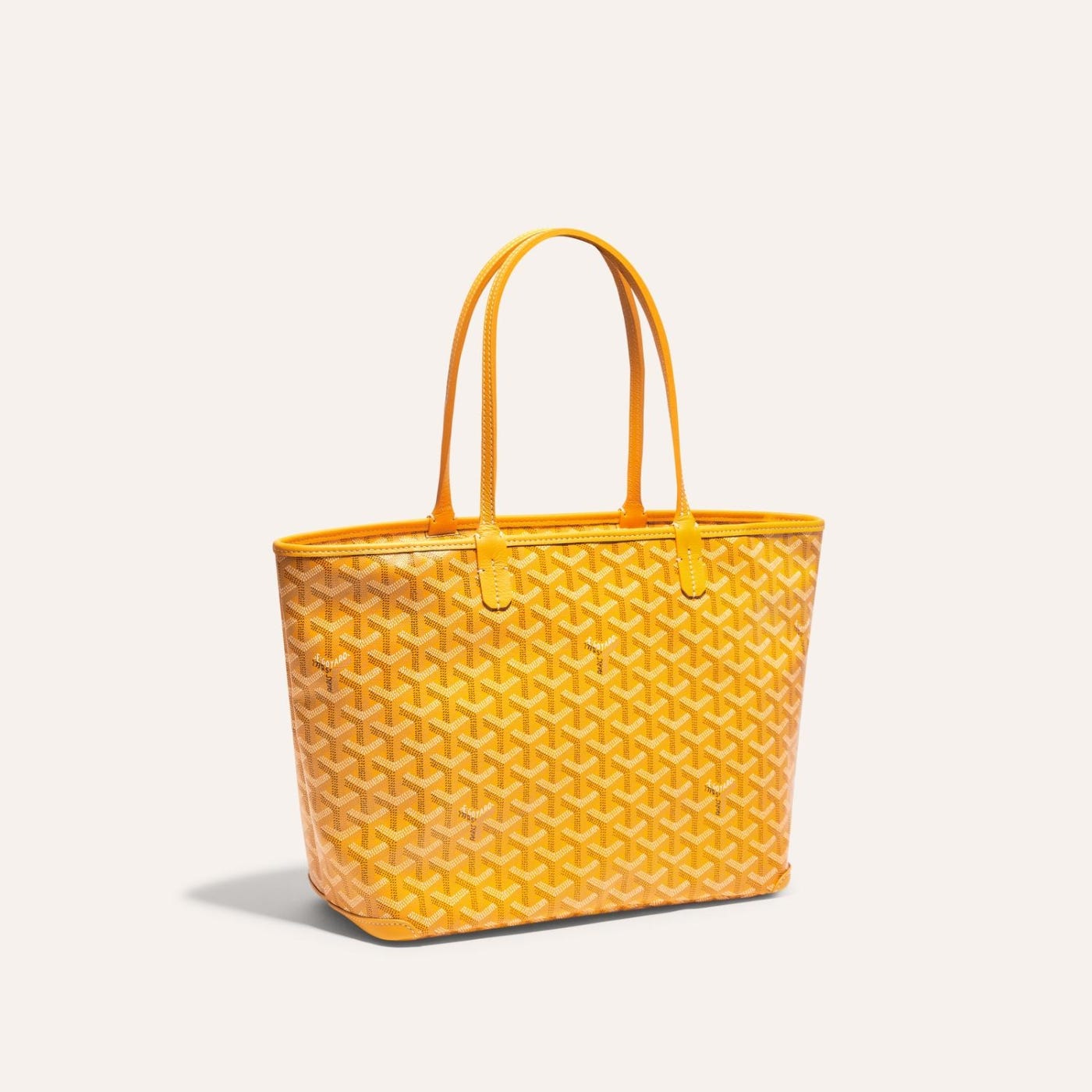 Goyard Goyardine Artois Tote PM Yellow Canvas & Chevroches Calfskin Palladium Hardware