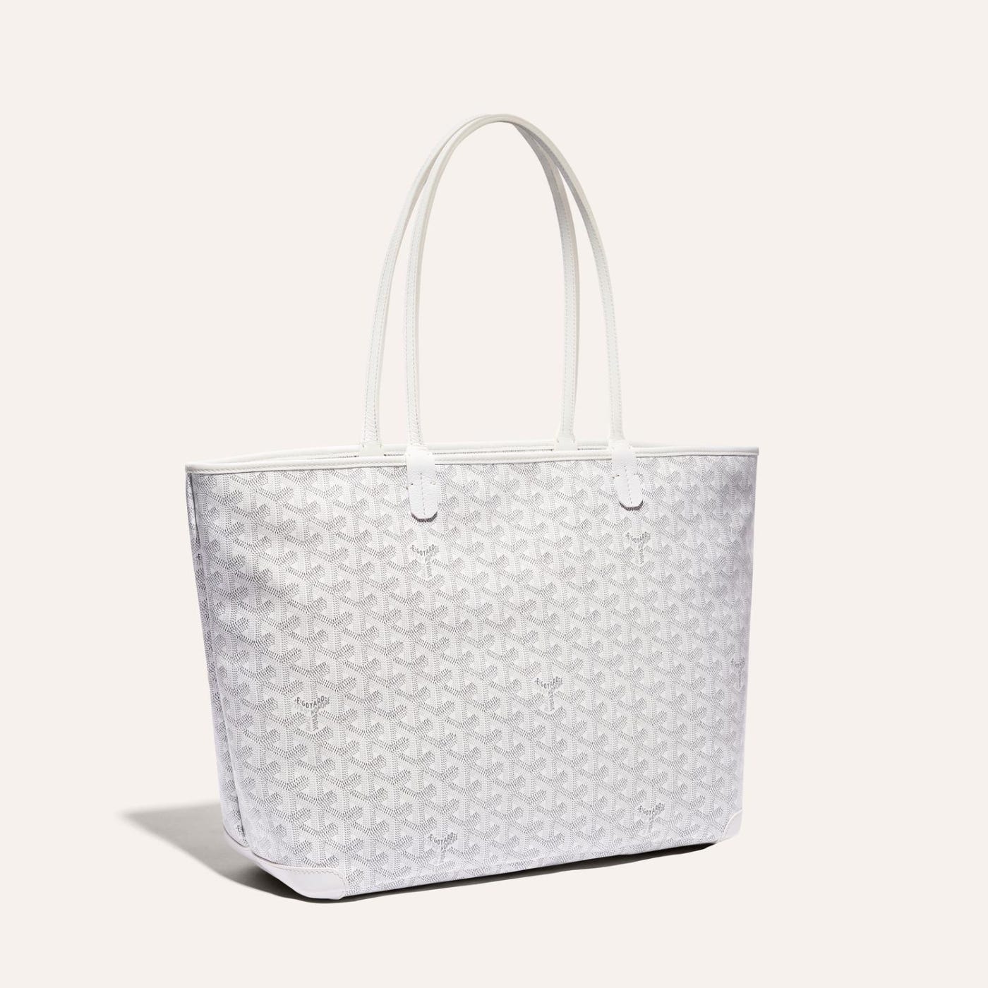 Goyard Artois Tote MM White Goyardine Canvas & Chevroches Calfskin Palladium Hardware