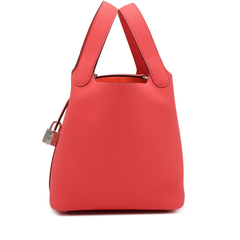 Hermes Rose Texas Clemence Picotin Lock 18 Palladium Hardware
