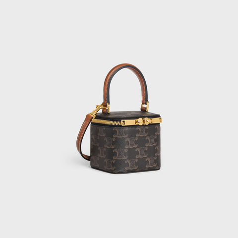MINI VANITY CASE IN TRIOMPHE CANVAS AND CALFSKIN TAN