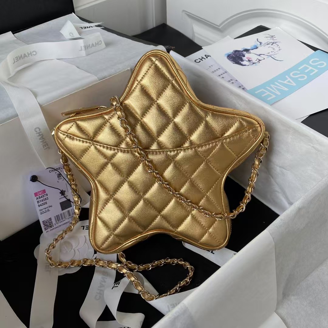 Chanel 24C AS4579 Star Bag Metallic Gold Lambskin Gold Hardware