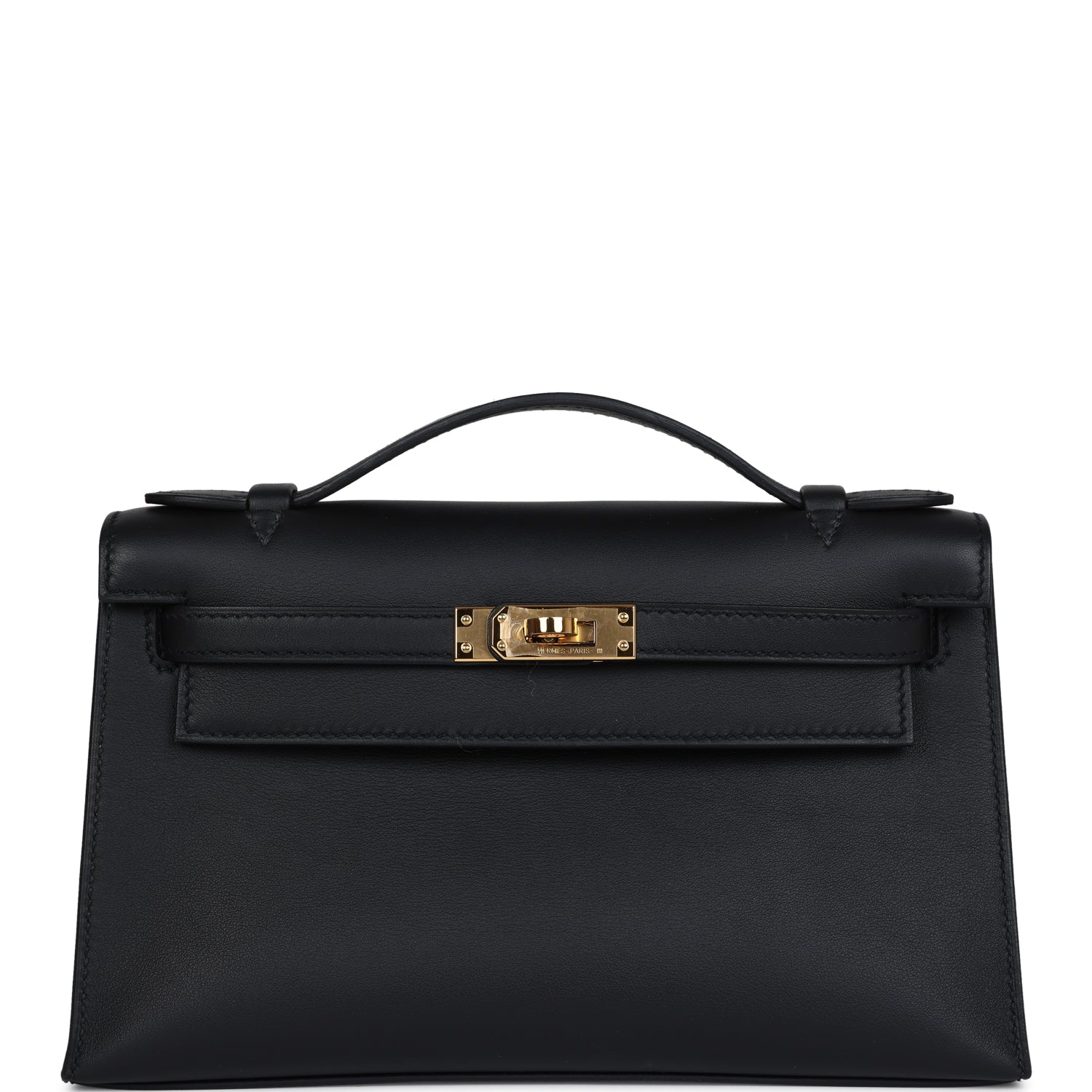 Hermes Kelly Pochette Black Swift Gold Hardware