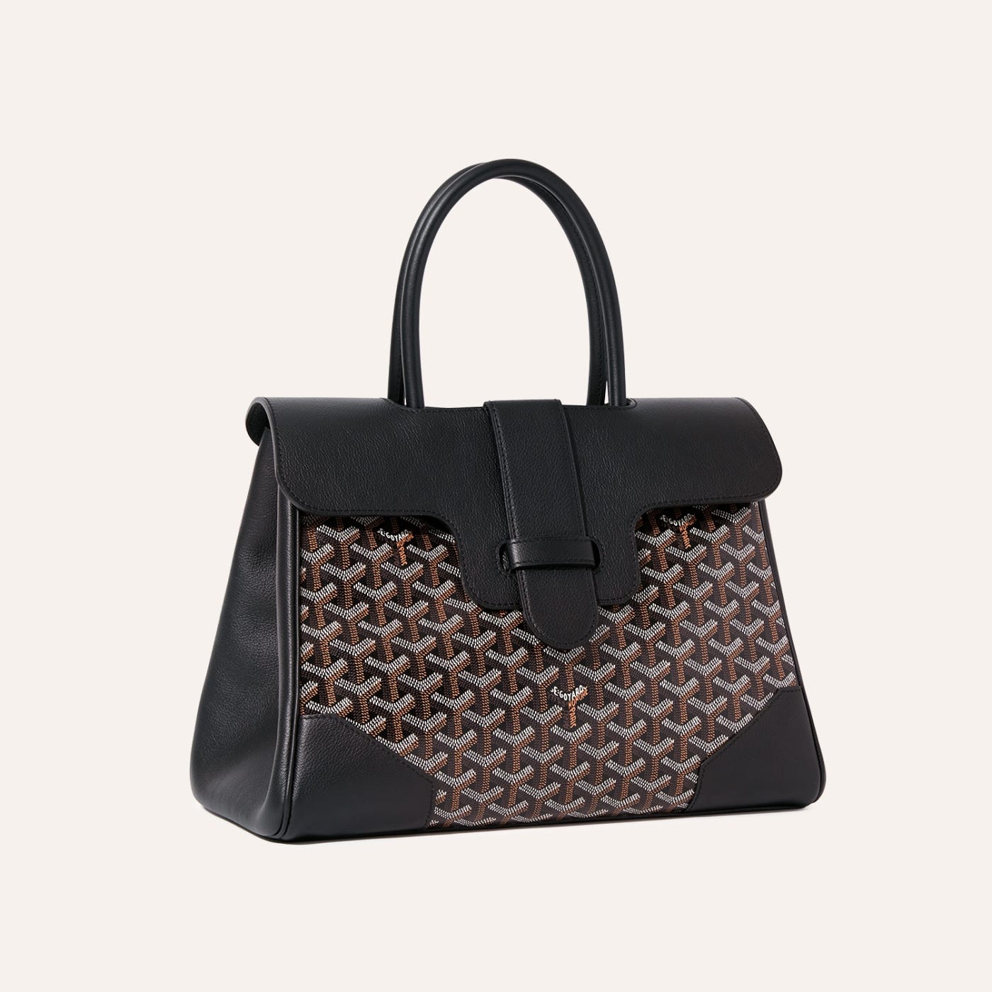 Goyard Saigon Tote Black Goyardine Canvas Palladium Hardware