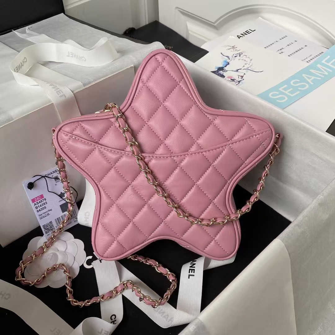 Chanel 24C AS4579 Star Bag Pink Lambskin Light Gold Hardware