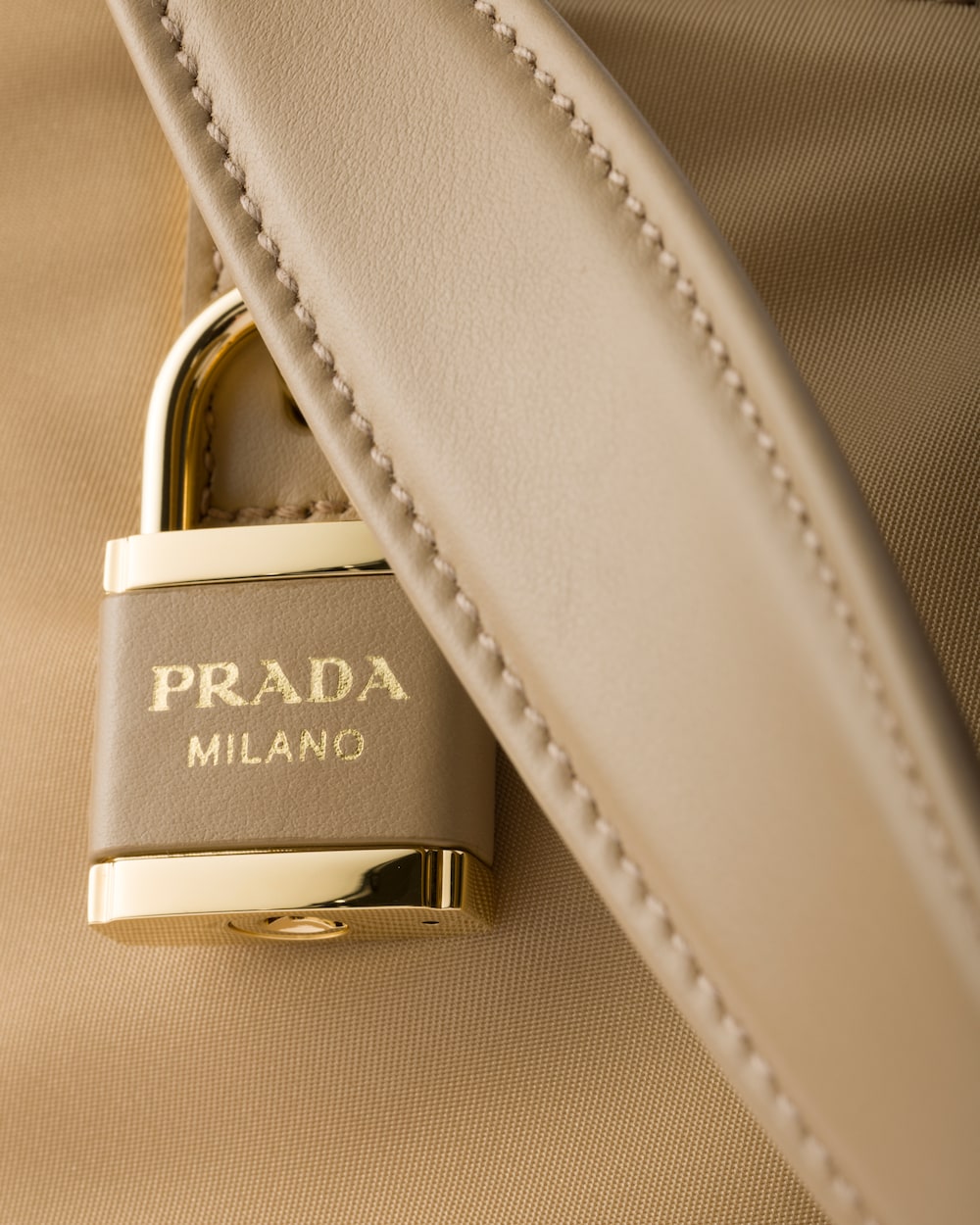 Prada Aim??e Large Re-Nylon and Leather Shoulder Bag With Padlock